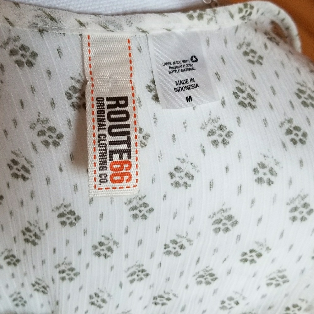 🛍Boho TankTop Loose Fit Floral Green Button Sheer - Picture 4 of 4